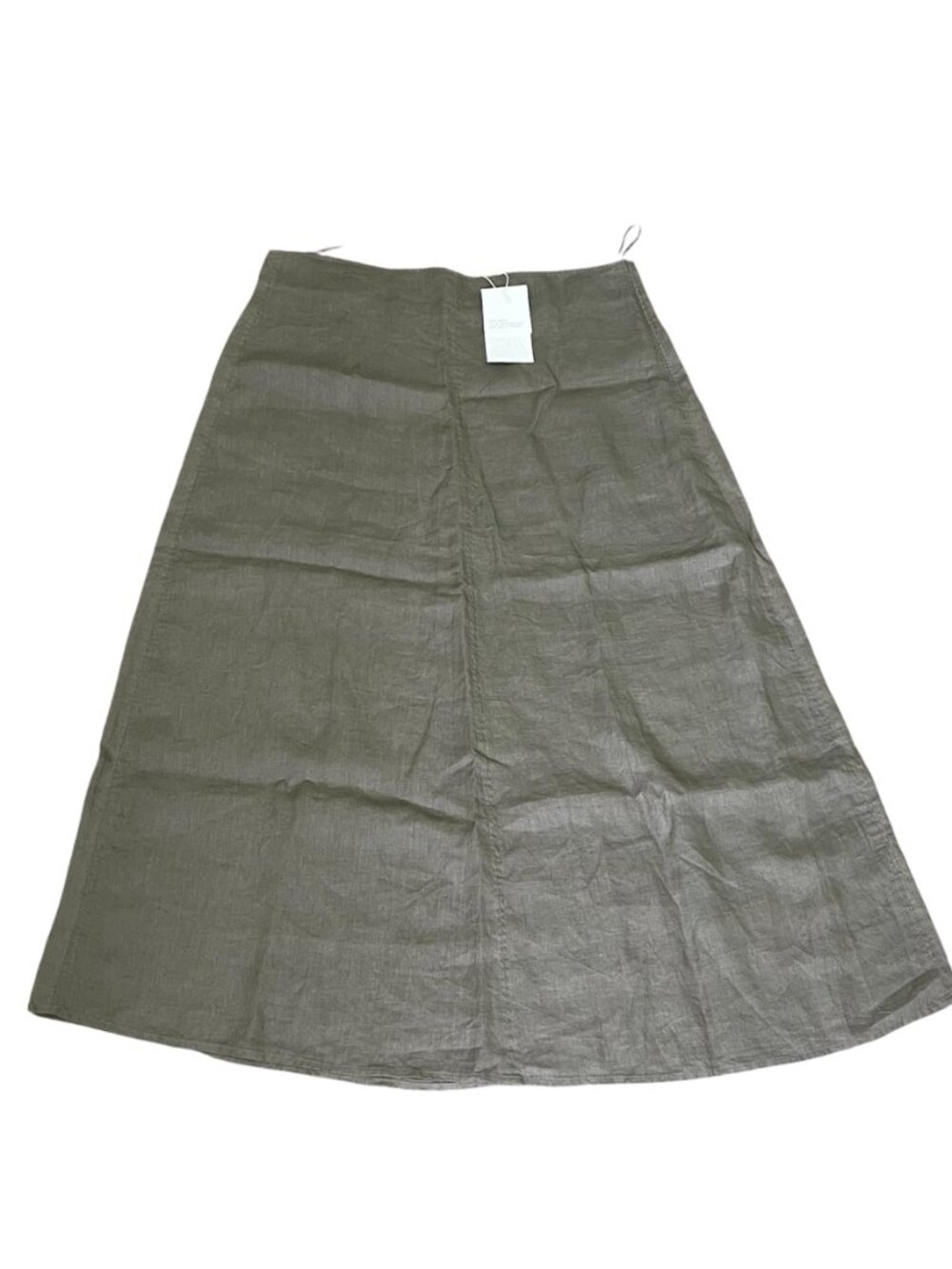 Zara ZW Collection 100% Linen Midi Skirt Mink A-Line Hidden Zip NWT Large Summer - Picture 2 of 6